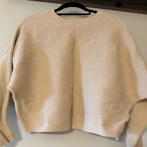 H&M Women's Cream Ribbed Sweater
